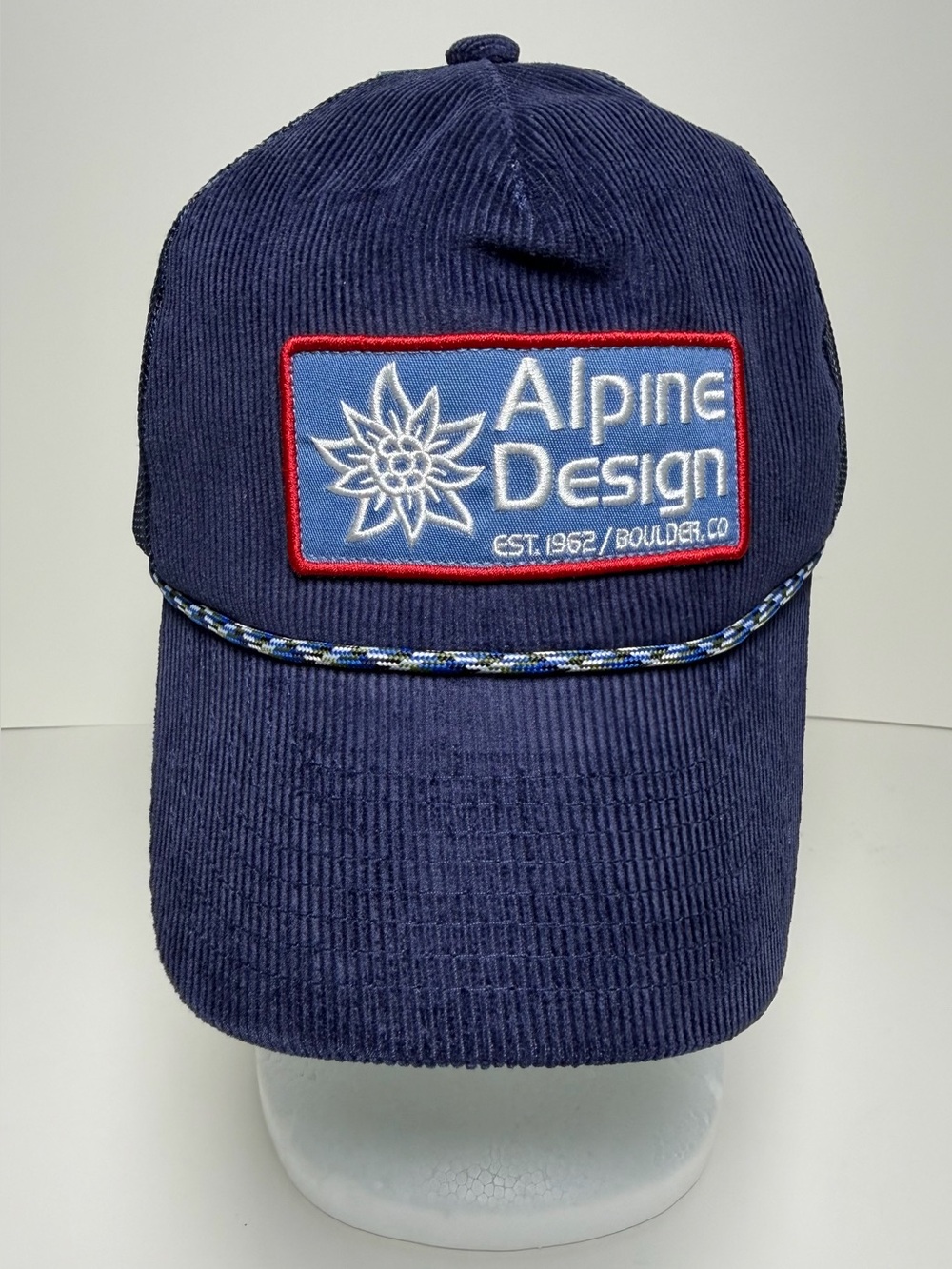 NEW Alpine Design Navy Blue Corduroy Patch Snapback Snap-Back Trucker Hat Cap